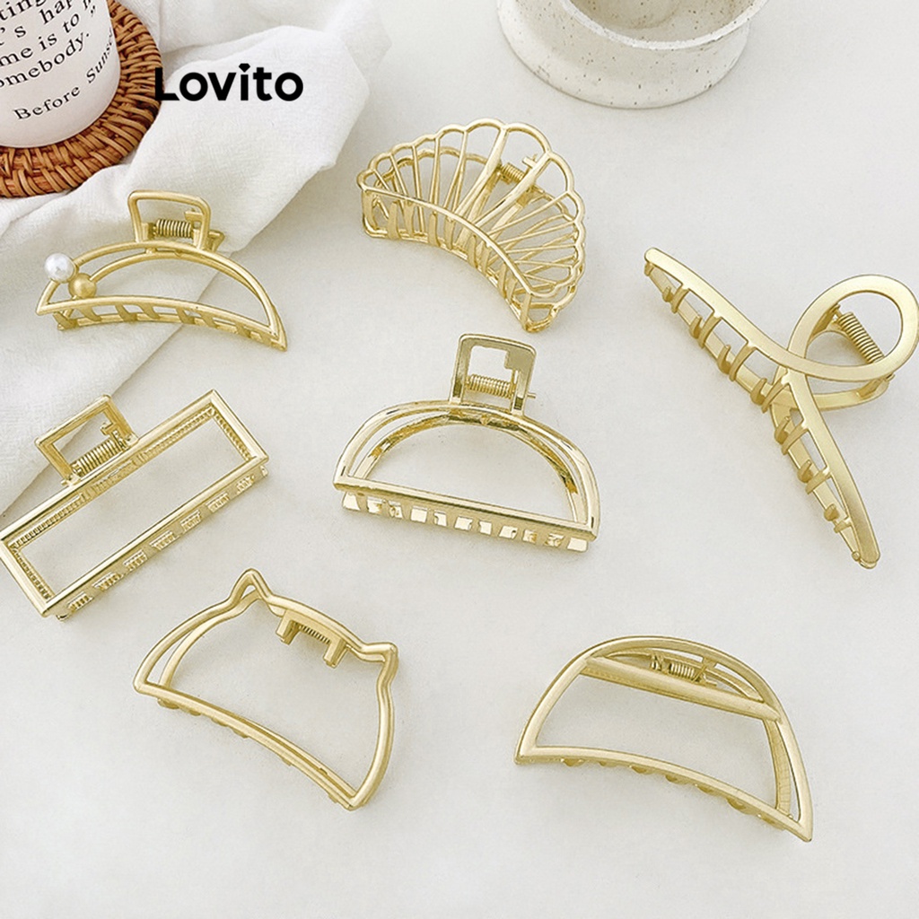 Kẹp tóc Lovito kim loại màu trơn thường ngày cho nữ L63AD228