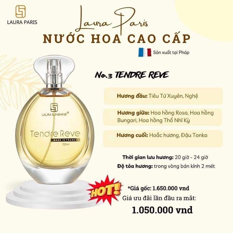 Nước hoa Nữ Tendre Reve Laura Paris Nhật Kim Anh No3 10ml
