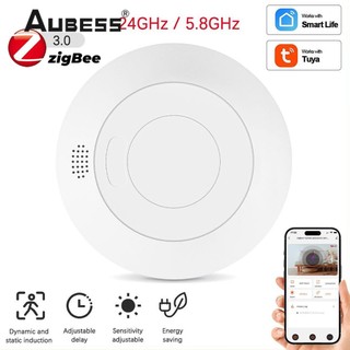 Aubess Tuya Zigbee/wifi 24g/5.8g Cảm biến sự hiện diện của con người Cảm biến độ sáng chiếu sáng Cảm biến radar Mmwave Cảm biến radar phát hiện chuyển động vi mô của con người Cảm biến tĩnh Cảm biến chuyển động Pir