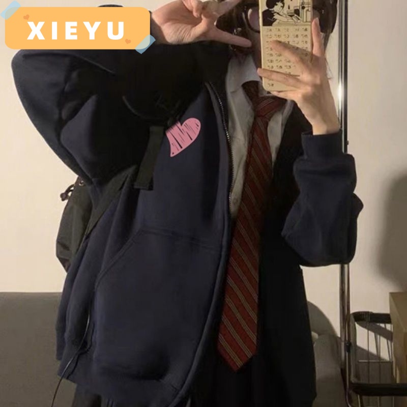 Áo khoác XIEYU WWY2390XOJ 38Z230918 khóa kéo có mũ trùm bền bỉ thoải mái cho nữ