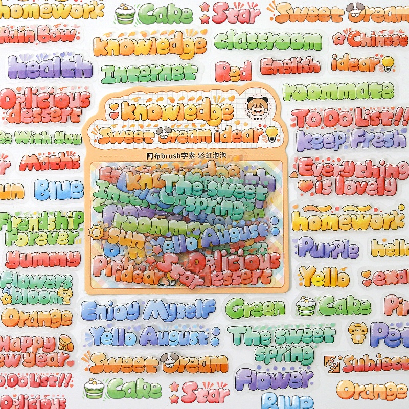 Telado 40pieces/Wrap PET Bảng chữ cái Sổ tay Gói hạt Trẻ em Dễ thương cốc nước Phim hoạt hình nhãn dán nhãn dán Bán buôn