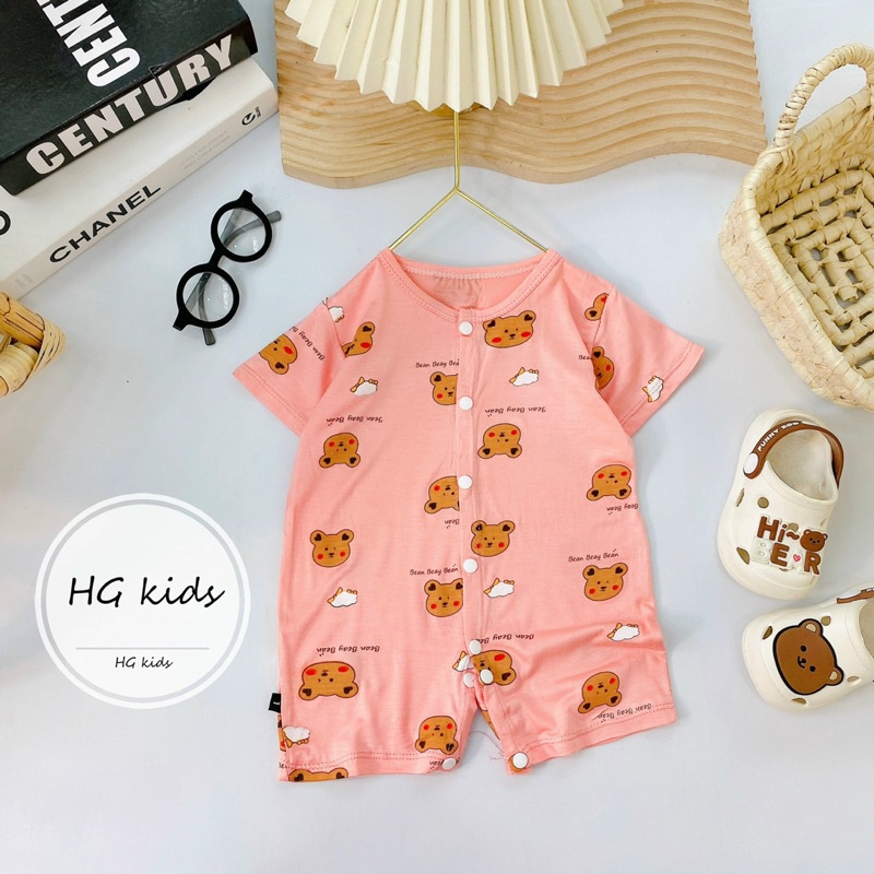 Bộ liền thân đùi/cộc tay hoạ tiết cài thẳng HG Kids chất thun lạnh loại 1 siêu mềm mát cho bé trai bé gái