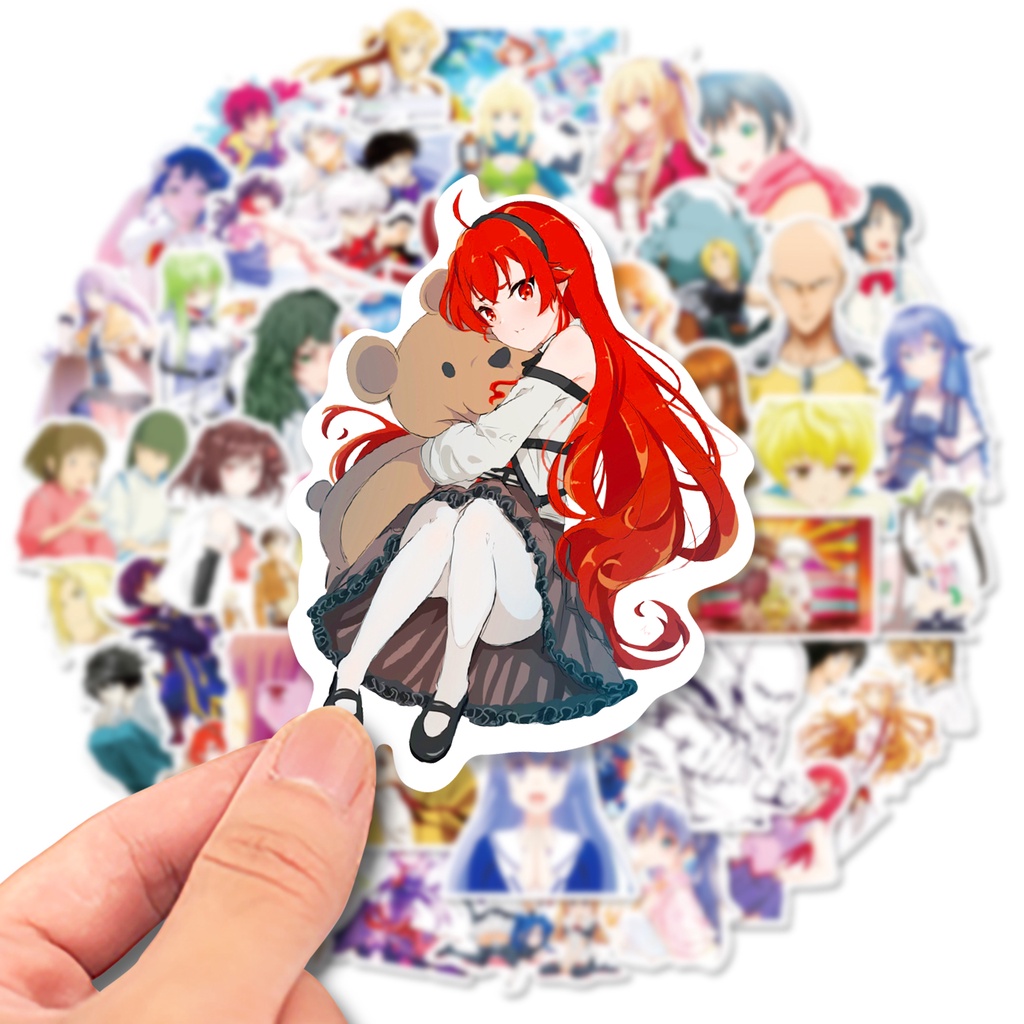 50 Miếng Dán Hoạt Hình demon slayer one punch-man spirited away Chống Thấm Nước Cho Mũ Bảo Hiểm Xe Đạp