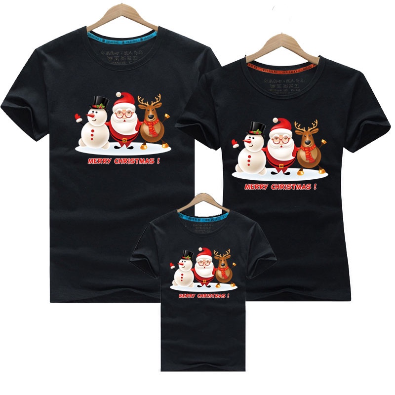 Christmas Santa Claus Hip Hop   Game Clothes  Christmas Shirt Merry Christmas Deer Snowman Kids Santa Claus Family Tee