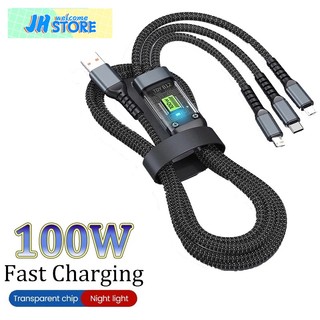 Dây cáp sạc nhanh 100w micro usb type c 3 trong 1 6a