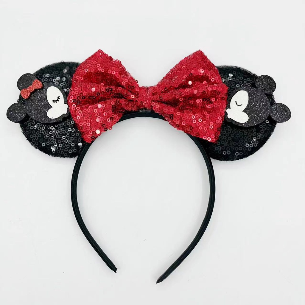 Băng Đô Nơ Thêu Hình Chuột mickey Cho Bé Gái