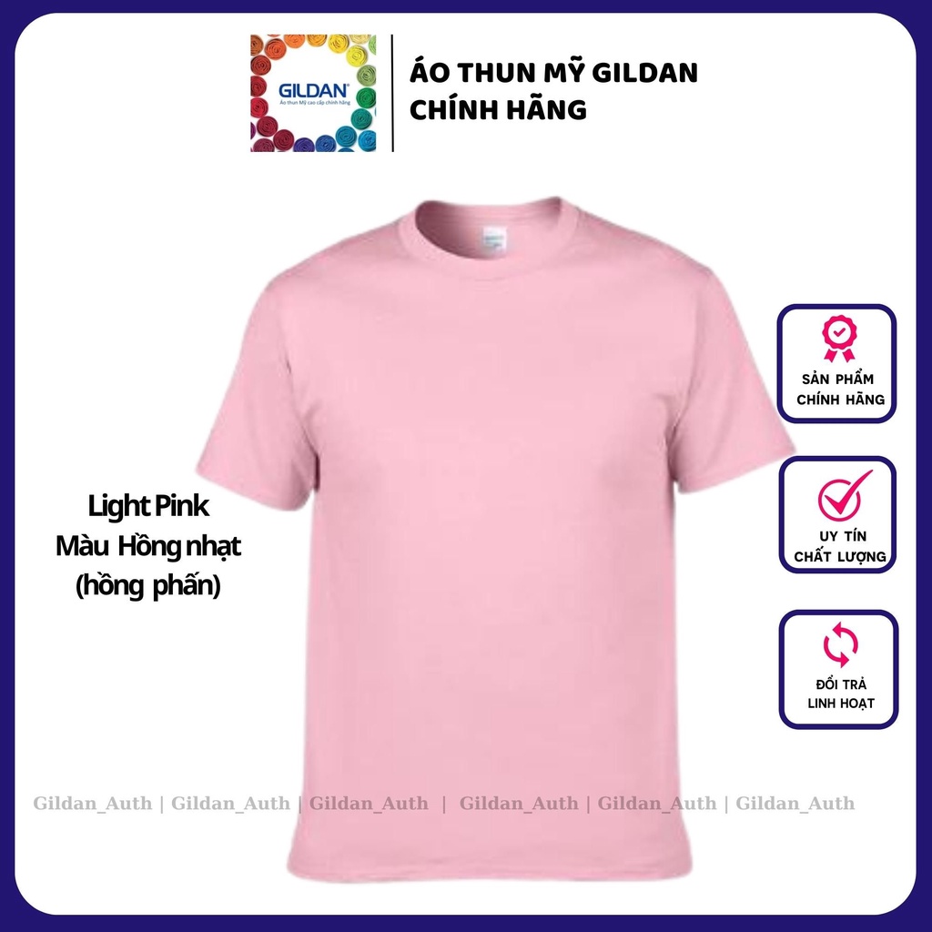 [Light pink - Màu Hồng phấn] Áo thun Gildan cao cấp form rộng oversize Basic Tee cotton 100% mềm mịn mát| gildan_auth