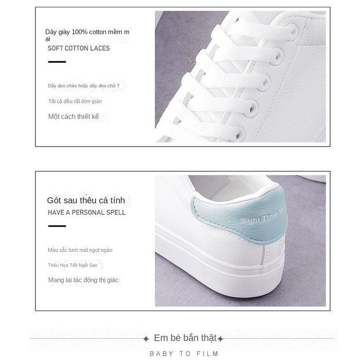 Mới Giày Thể Thao Đế Bằng Màu Trắng Thời Trang Xuân Thu