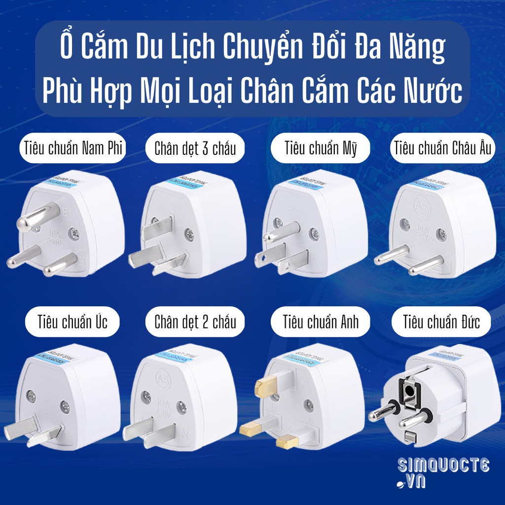 Ổ Cắm Điện Du Lịch Đa Năng ABS Chịu Nhiệt Tốt Ổ Cắm Chuyển Đổi Chuẩn Tất Cả Các Nước Nhỏ Gọn Mang Theo Du Lịch