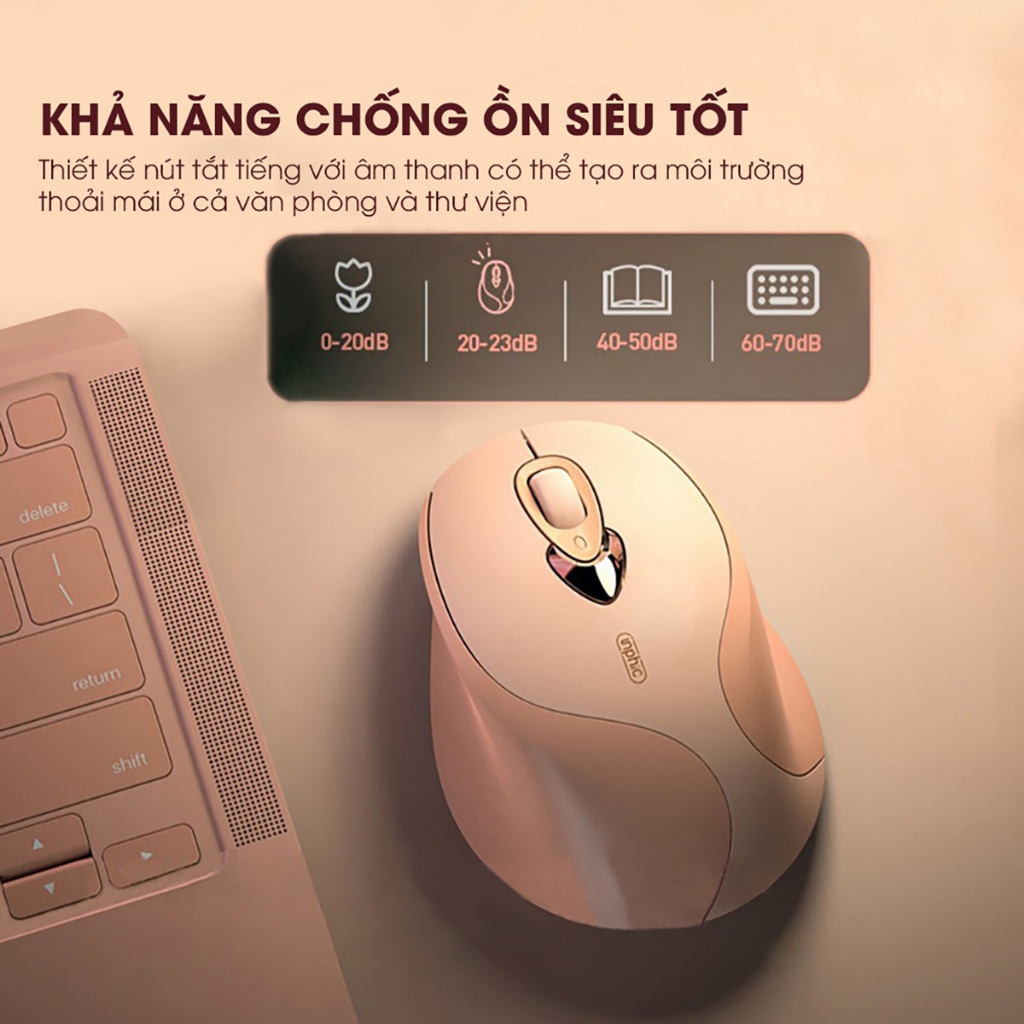 Chuột không dây inphic m8 Màu Hồng Thiết Kế Độc Đáo Im Lặng Pin Sạc Cho Laptop vp