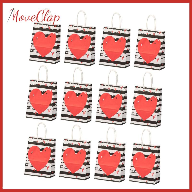 Set 12 Túi Đựng Quà Tặng Có Tay Cầm Cho Năm Mới / Sinh Nhật / Giáng Sinh