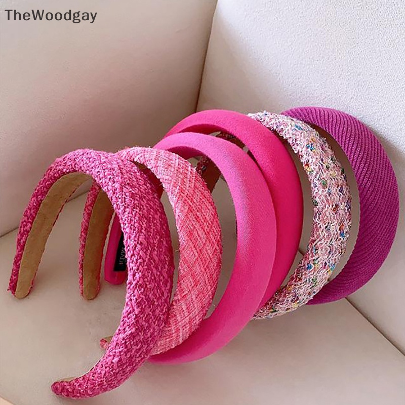 Thewoodgay Băng Đô Cài Tóc Bản Rộng Bằng Xốp Mỏng Màu Hồng Dòng Công Chúa Thời Trang Cho Nữ en