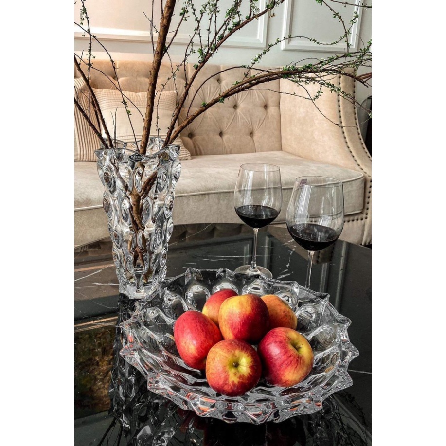 Đĩa pha lê sâu Samba trắng 35cm Bohemian chính hãng chất liệu thuỷ tinh pha lê cao cấp chống xước