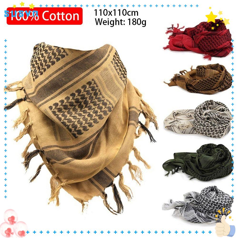 1 Khăn Trùm Đầu Lục Giác / Khăn Choàng Cổ Vuông Chất Liệu cotton polyester Kẻ Sọc Đa Năng 110 X 110Cm