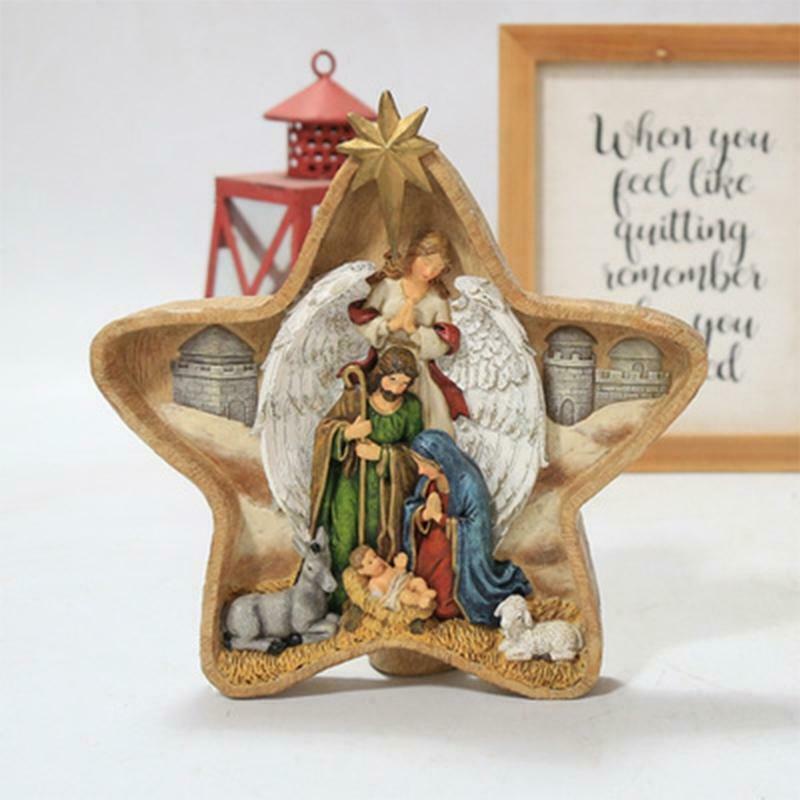 New Star Christian Jesus Nativity Scene Decoration Tabletop Figurine Resin Craft