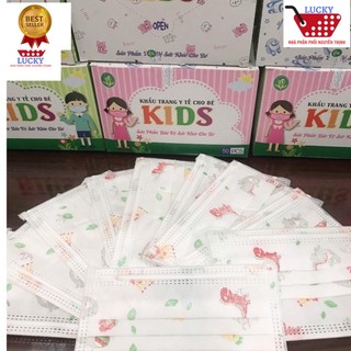 Hộp khẩu trang Trẻ em Thiên Thủy (50 cái) 3 lớp Giấy Kháng Khuẩn- Cao cấp- Nhiều hình dễ thương