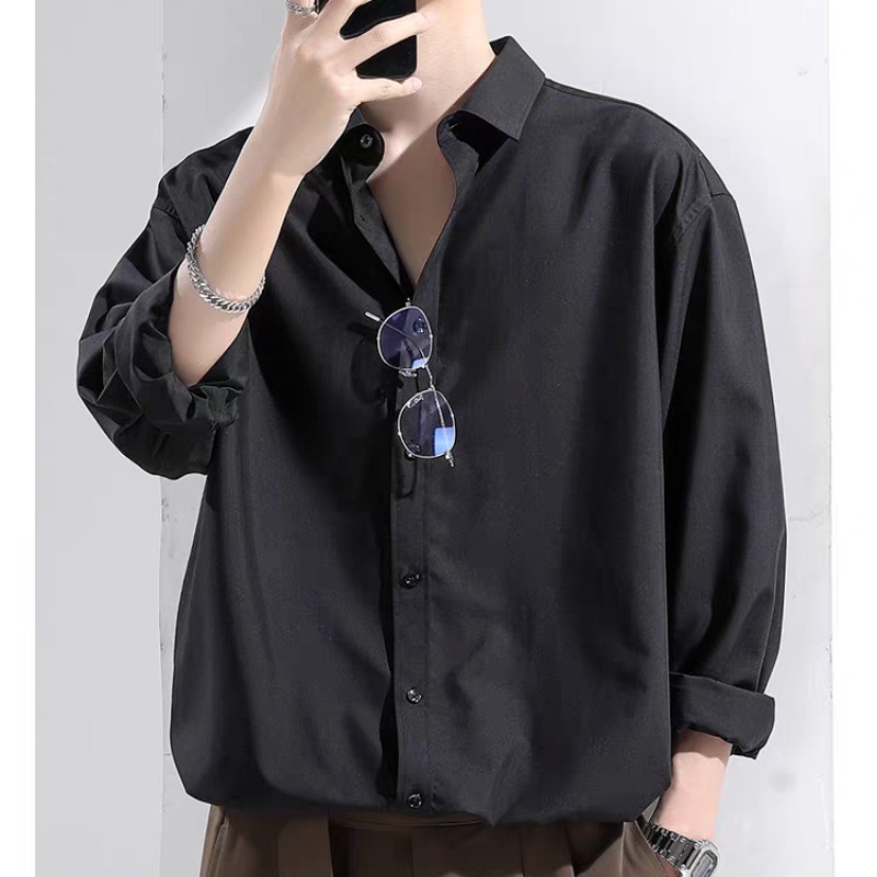 Kyushuad Áo Sơ Mi Dài Tay Dáng Rộng Phong Cách Hàn Quốc Thời Trang Cao Cấp Cho Nam