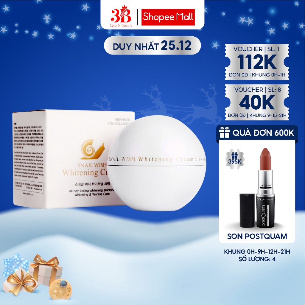 Kem Dưỡng BIDAMEUN SIYOUL Snail Wish Whitening Cream Tinh Chất Ốc Sên Làm Trắng & Chống Lão Hóa 50ML B23