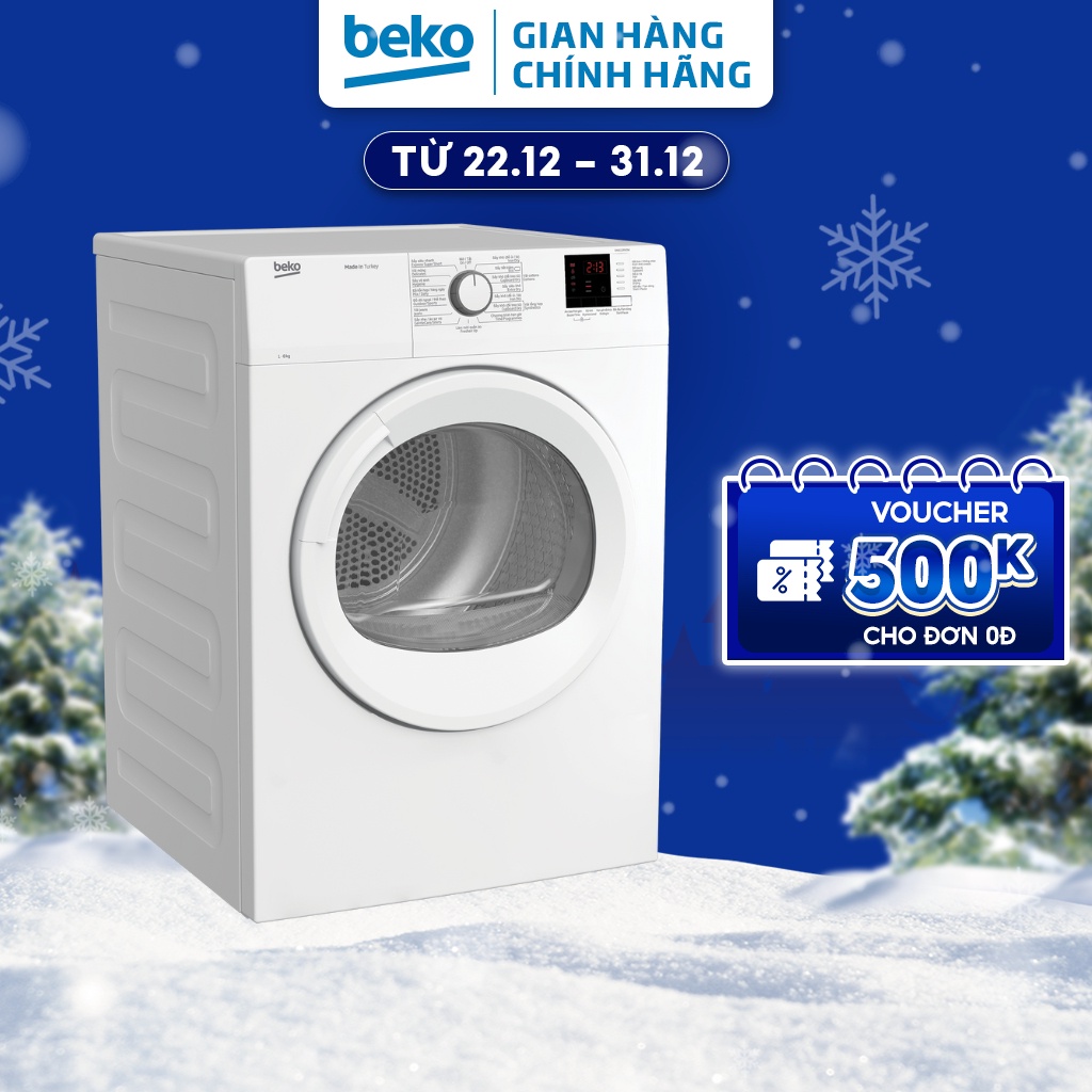 Máy Sấy Quần Áo BEKO Công Nghệ Sấy Thông Hơi 8Kg, Chống Nhăn Tự Động, Lọc Bụi Vải - DA8112RX0W