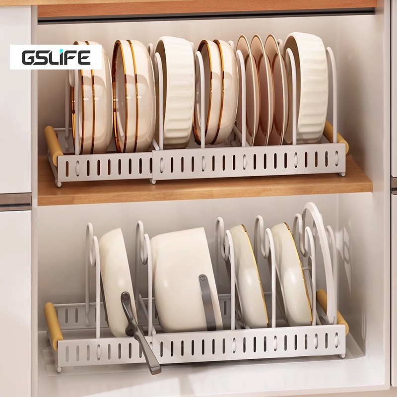 GSlife Kệ Để Nồi-Giá Úp Nồi Chảo Đa Năng Có Thể Điều Chỉnh Độ Dài Đến, Tiết Kiệm Không Gian, Kệ Nhà Bếp