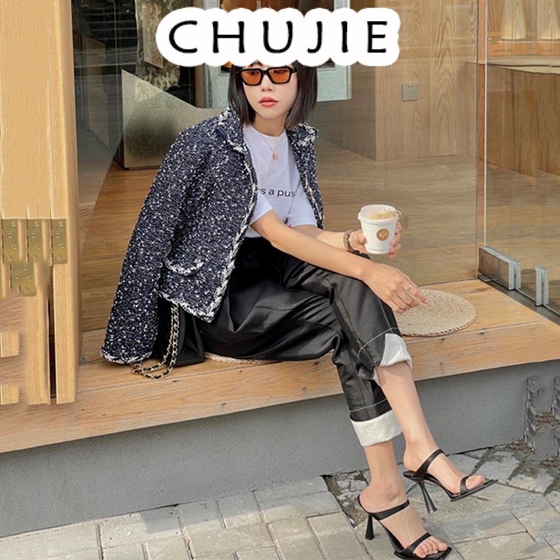 CHUJIE  giày cao gót Sandal Cao Gót Hở Ngón Thiết Kế Mới Thời Trang Dành Cho Năm 2024 27Z23062707  Thời trang ins High quality Trendy B94G02H 36Z230909