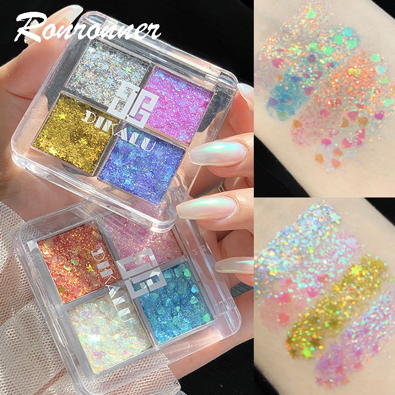 4 Màu Sắc Lấp Lánh Phấn Mắt Trang Điểm Sequin Bảng Phấn Mắt Sân Khấu Trang Điểm Lấp Lánh Phấn Mắt In