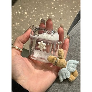  Vỏ cho AirPods Pro AirPods 1 2 3 4 Di chuyển tuyết bên trong Vỏ TPU trong suốt cho Apple Tai nghe Bluetooth không dây Bảo vệ tai nghe có dây buộc Thỏ 