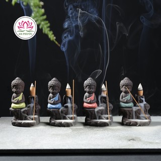 Thác đốt trầm chú tiểu mini - lư đốt trầm mini chú tiểu cao 12cm