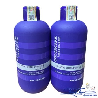 Gội xả tím giữ màu nhuộm tóc tẩy, chăm sóc màu bạch kim Elgon Silver 300mlx2 [ New 2024 ]
