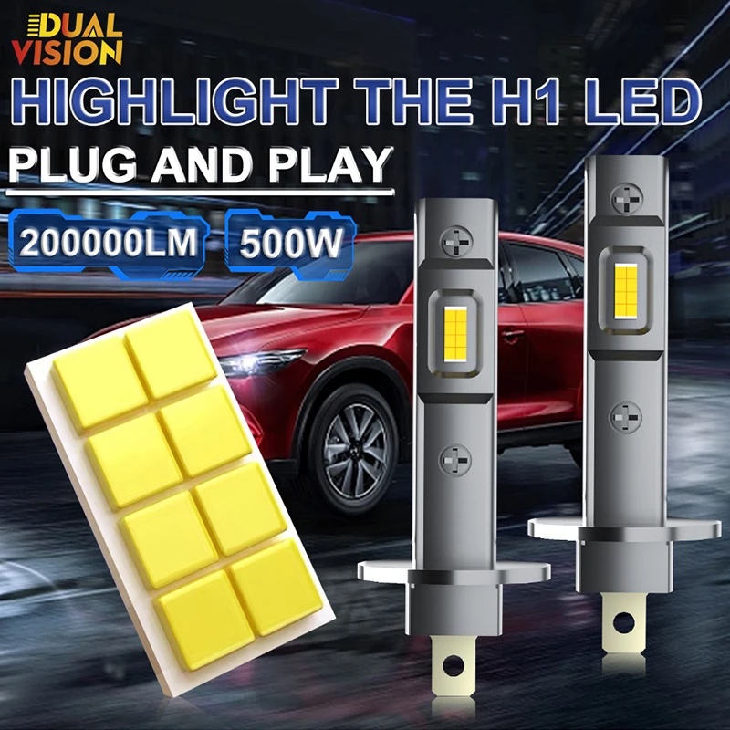 2 đèn pha LED H1 6500K 200000Lm 16 Chiếc 7585 CSP Đèn Ô Tô 1: 1 Kích Thước Halogen Tự Động Không Dây