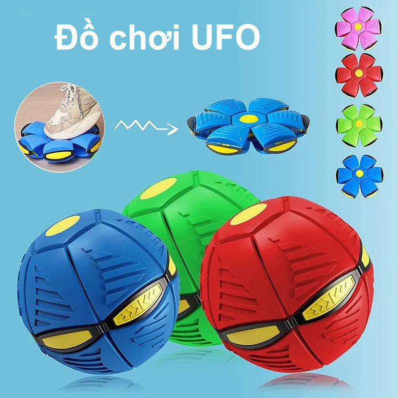 LED Đồ Chơi Bóng Ma Thuật Tự Nảy Có Đèn Led Banh Ném Đĩa Bay Ufo Bật Lò Xo