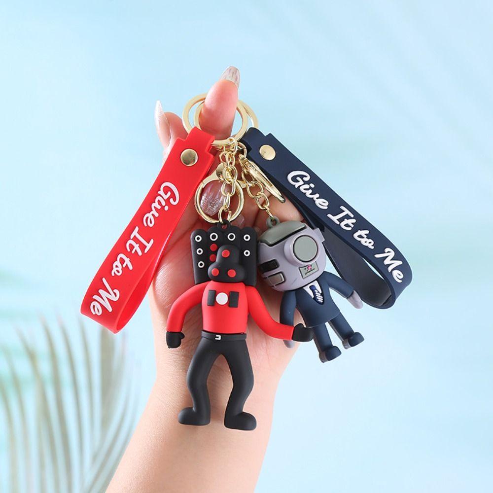 Ivanes Móc Khóa toilet Trượt Tuyết Bằng pvc Họa Tiết Rằn Rinket man man skibidi bop