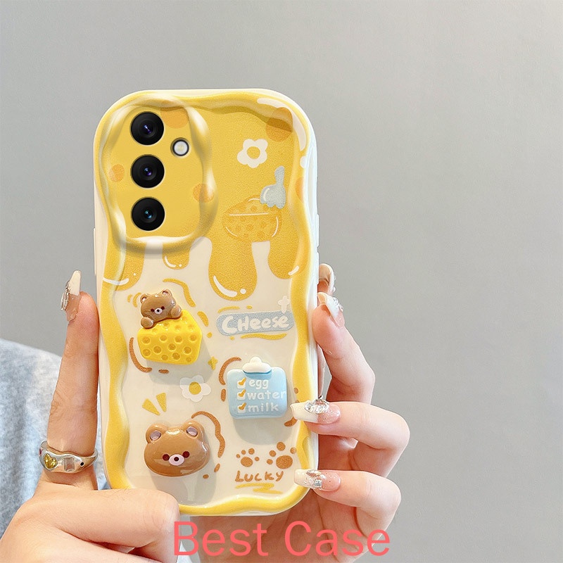 Ốp lưng Samsung A34 5G Ốp lưng dễ thương Điện thoại viền kem hình ba chiều Búp bê Vỏ mềm Full Case NYGZ