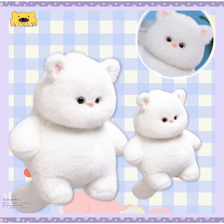 💯CHÍNH HÃNG-Siêu mềm!🐱Đồ chơi nhồi bông Hình Con Mèo Màu Trắng Siêu Mềm 35cm