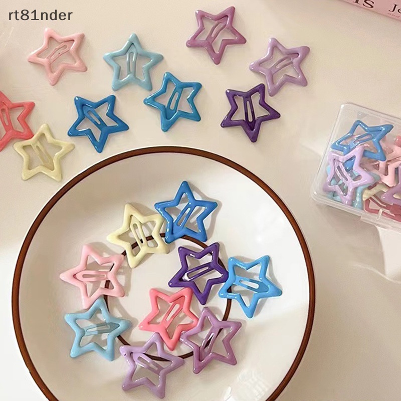 Rt Set 5 Kẹp Tóc Hình Ngôi Sao mini Nhiều Màu Sắc Bằng Kim Loại Cho Bé