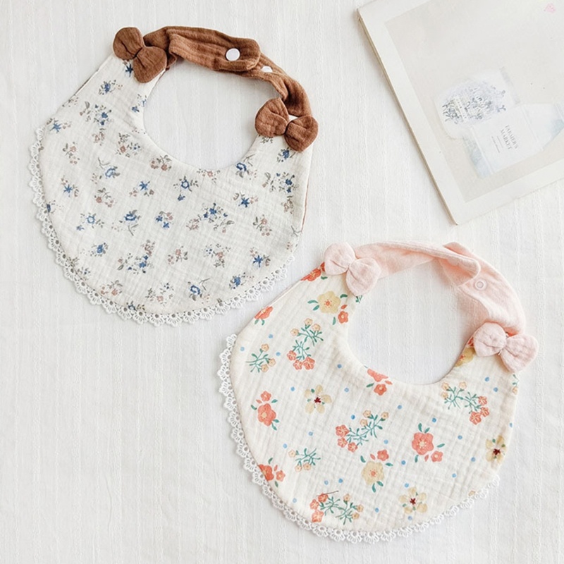 Yếm Ăn Vải cotton Họa Tiết Hoa Xinh Xắn Cho Bé