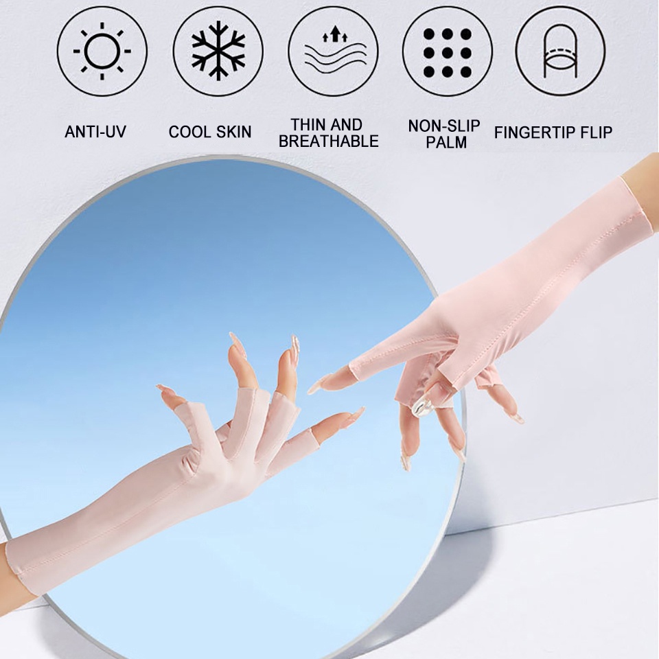Gtubike Găng Tay Nửa Ngón upf50 + Lụa Lạnh Thoáng Khí Chống Tia uv