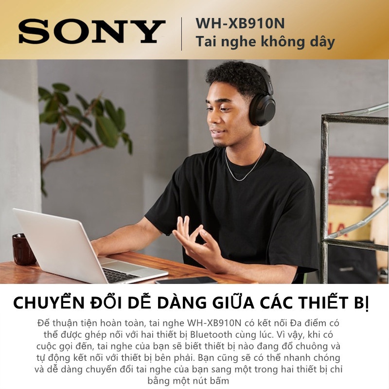 Tai nghe Sony WH-XB910N Bluetooth 5.1 không dây chống ồn cảm ứng thông minh kèm micro Bảo hành 3 tháng