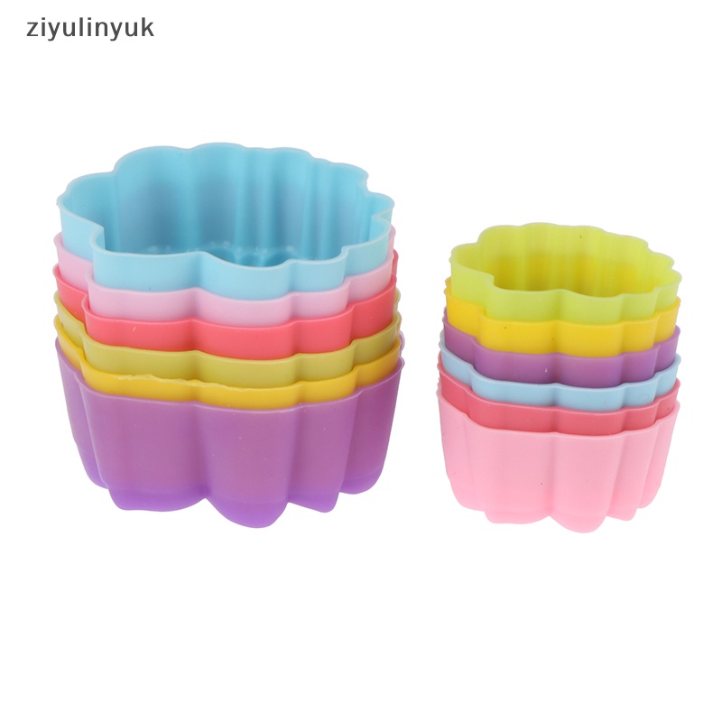 Bộ 5 Khuôn silicone 3 / 5cm Hình Hoa Sen Làm Bánh muffin Có Thể Tái Sử Dụng