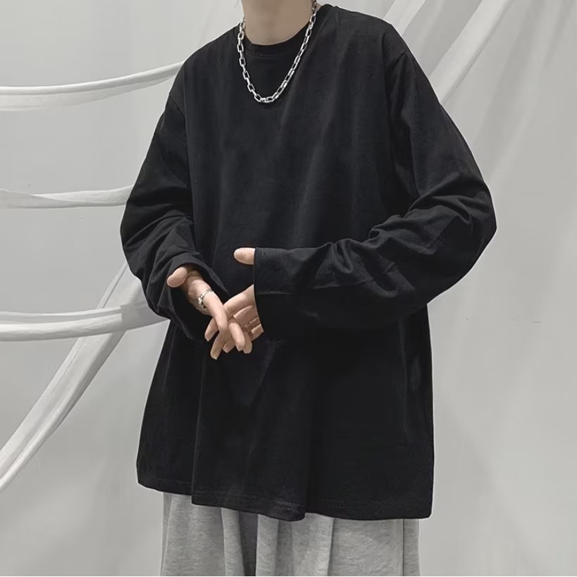 Áo Thun Trơn 100% cotton Tay Dài Dáng Rộng plus size m-10xl