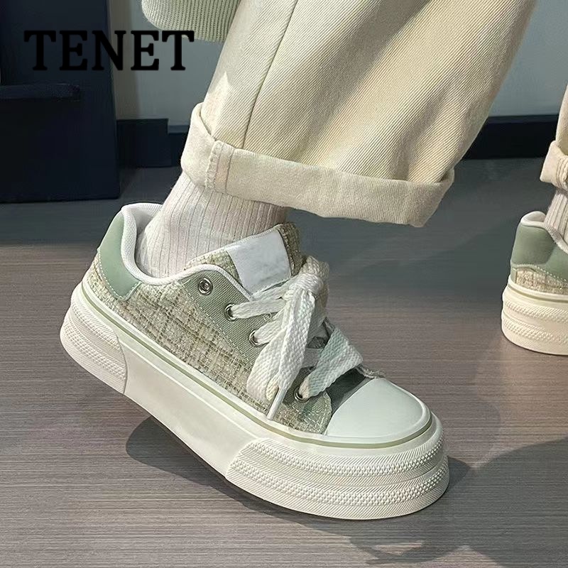 TENET Giày Thể Thao Nữ  Đế Dày đáy phẳng Đế Siêu Nhẹ Thoáng Khí Retro Thời Trang Thiết Kế Mới Cho Nữ B27F07D 36Z230906