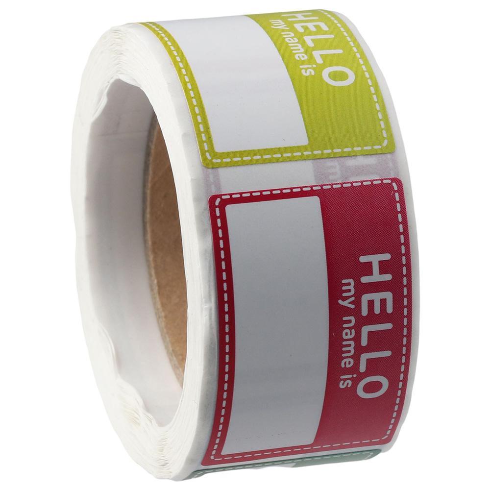 Set 200 Nhãn Dán Ghi Tên Tự Dính Hình Chữ hello my name is name 8 Màu