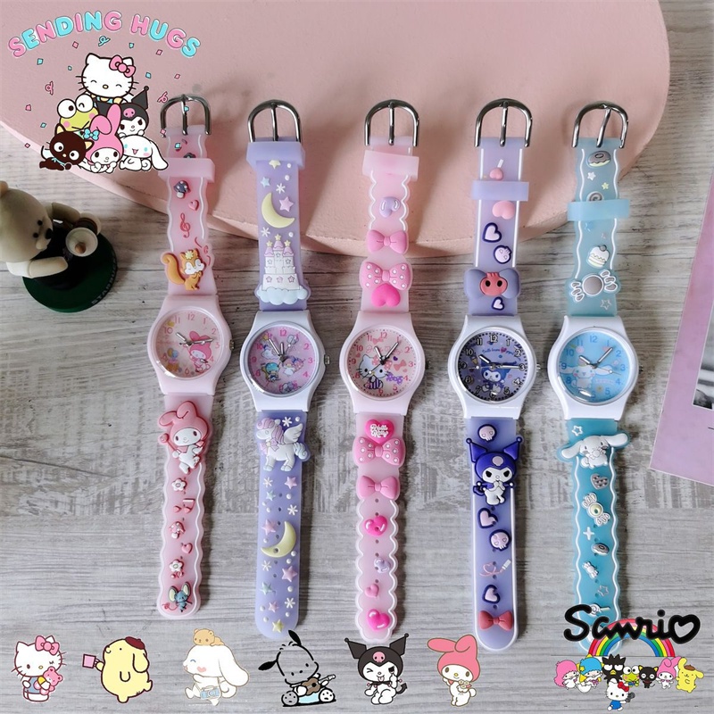 Hoạt Hình Đồng Hồ Điện Tử Hình sanrio kuromi Dạ Quang Chống Thấm Nước Bằng Silicon Cho Bé
