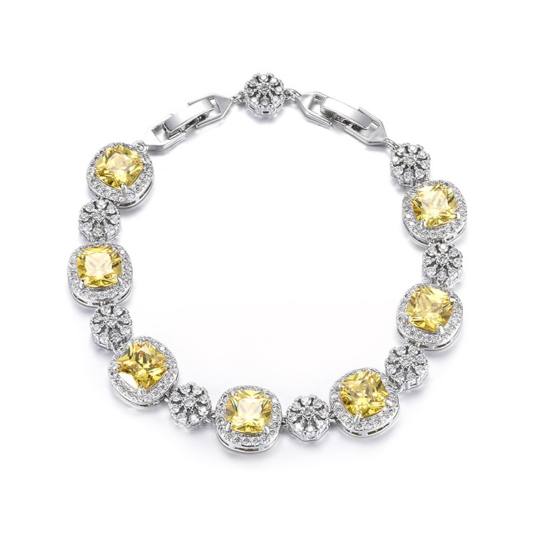 Vòng Tay Đính Đá zircon Hình Vuông Phong Cách Thời Trang Âu Mỹ