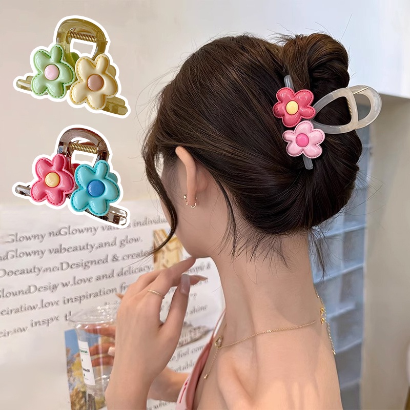 Kẹp Tóc Hình Hoa Ba Chiều Màu Kẹo Dễ Thương