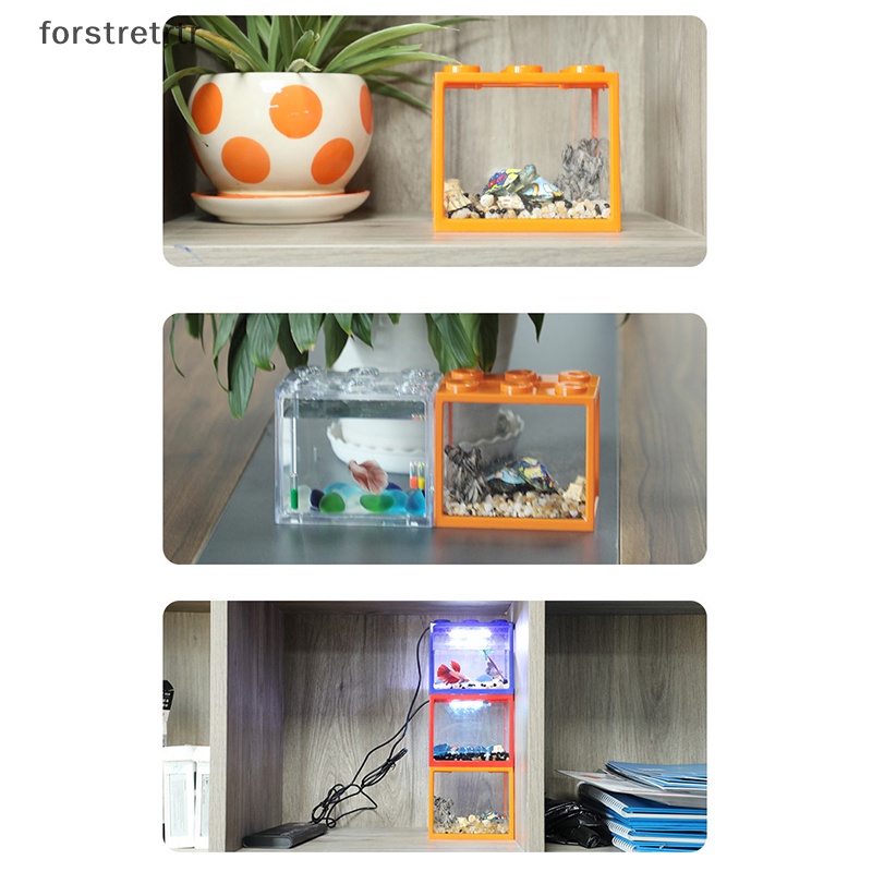 Forstretr Bể Cá mini Có Đèn led Trang Trí Nhà Ở / Văn Phòng