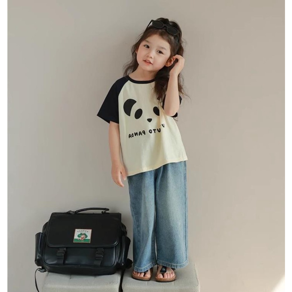 Quần denim Ống Rộng Lưng Thun Dễ Thương Thời Trang Mùa Hè Cho Bé Gái