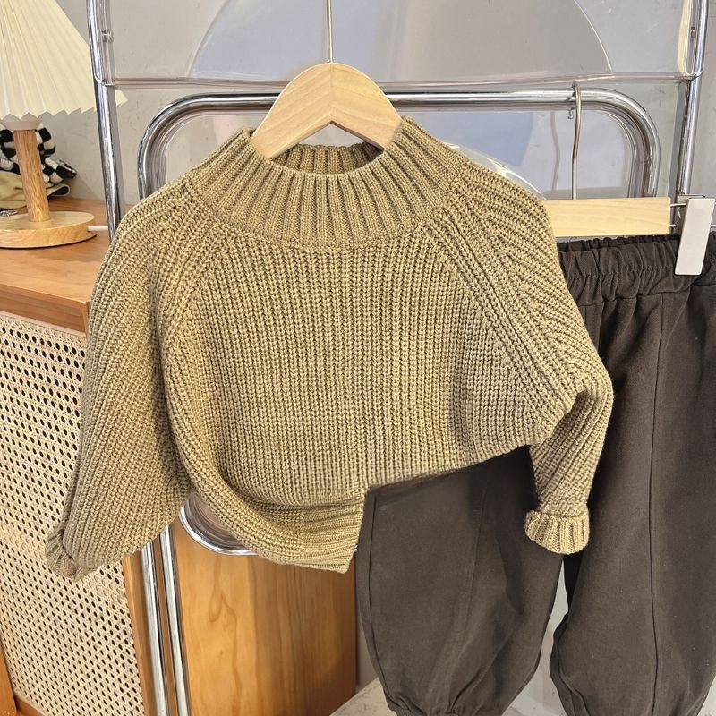 ❤Áo Dệt Kim Tay Dài Màu Trơn Phong Cách Hàn Quốc Thời Trang Mùa Thu Xinh Xắn Cho Bé Trai Và Gái