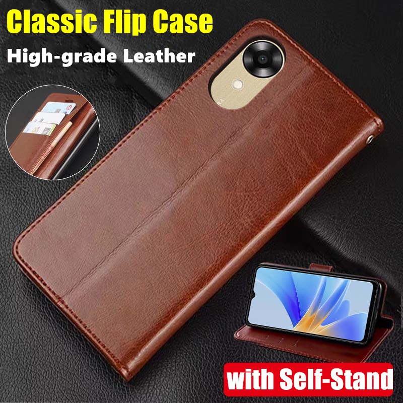 Bao Da Điện Thoại Dạng Ví Nắp Lật Cổ Điển Có Ngăn Đựng Thẻ Và Giá Đỡ Cho oppo a17k cph2471 Ốp