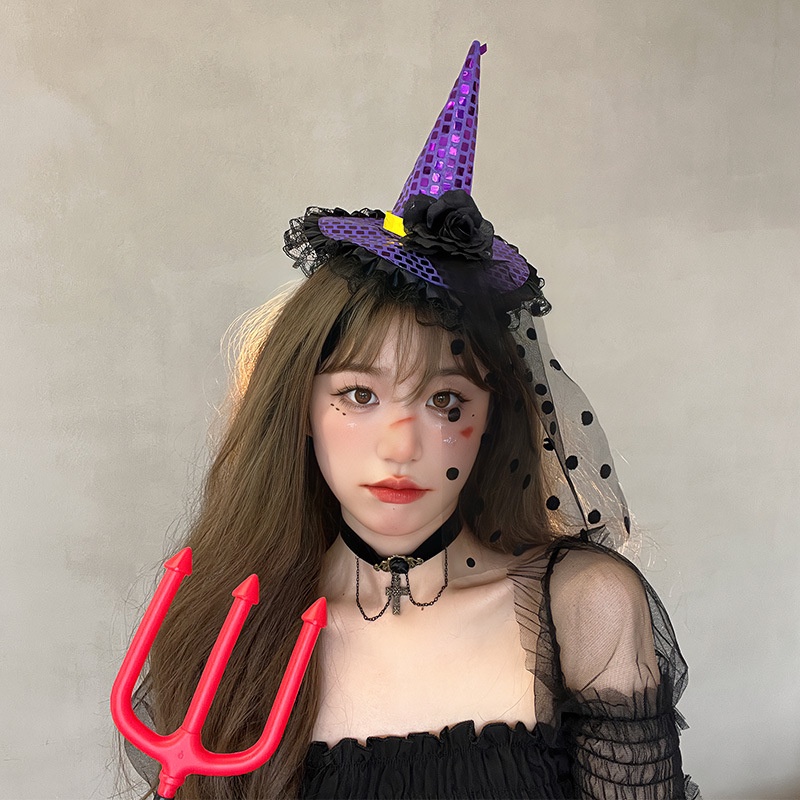 ♕ Halloween Mũ phù thủy Băng đô Phù thủy Cosplay Mũ bí ngô Vòng tóc Trang trí tiệc Halloween cho bé gái Quà tặng Trang trí đầu tiệc ngày lễ
